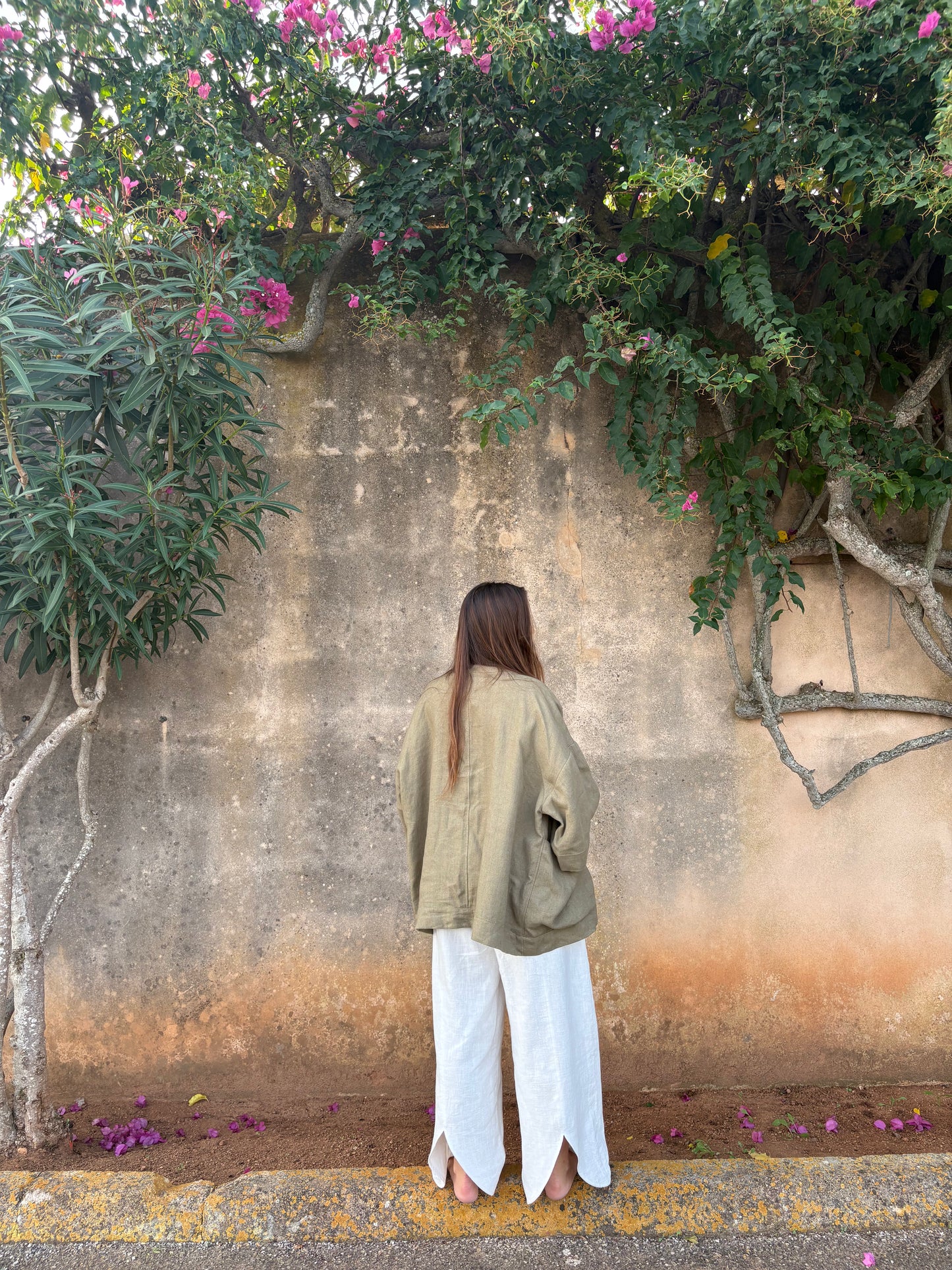Olive Green Linen Jimono